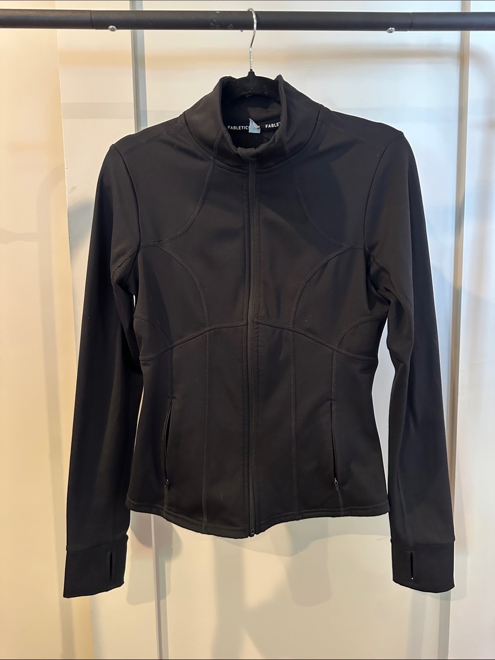 Fabletics Black Fitted Zip-Up Utility Jacket